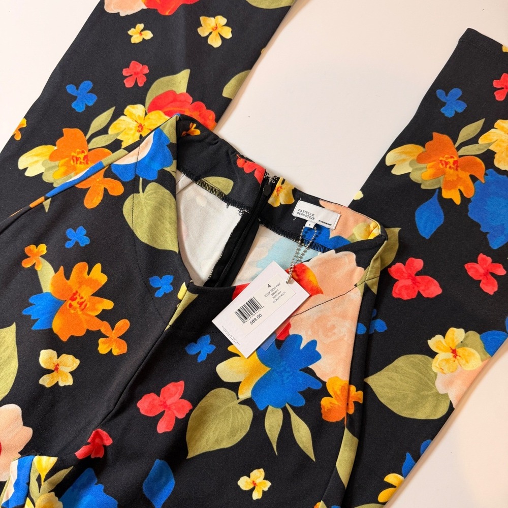 Danielle Bernstein WeWoreWhat Scoop Front Floral Pants Tropicana Black Multi 4